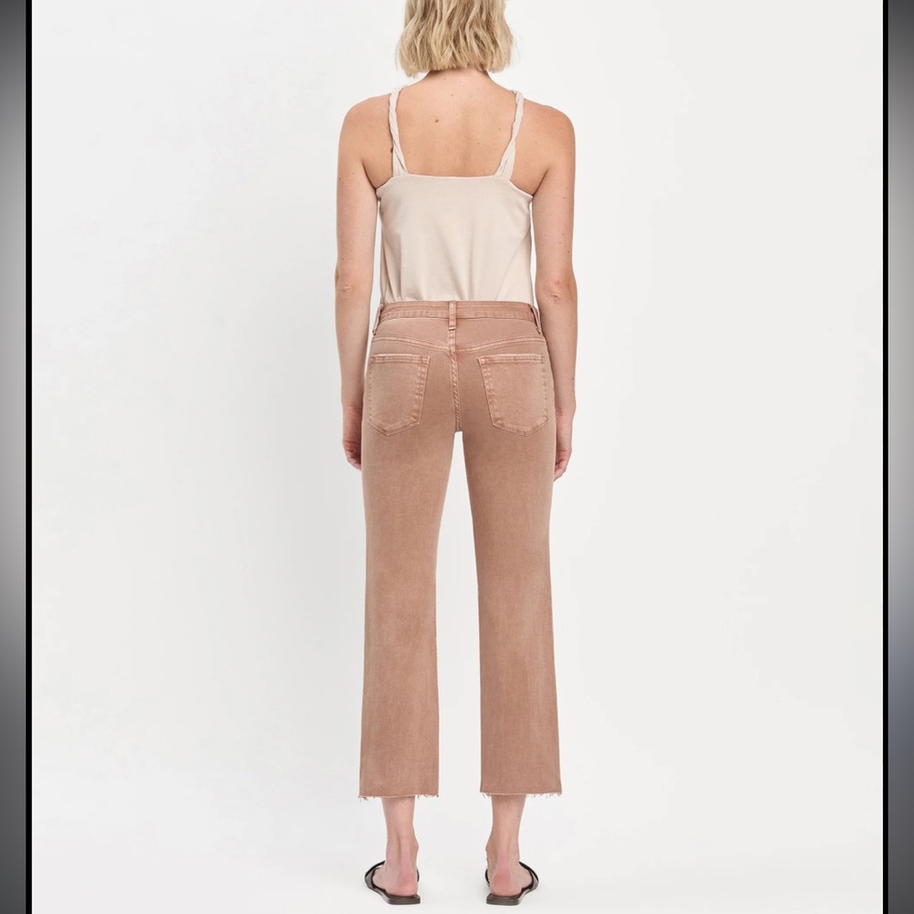 Women's Cropped Straight Jeans in Light Brown - Picture 3 of 9